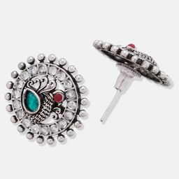 Atibelle Set Of 3 German Silver Plated Artificial Stones Studded Teardrop Drop Earrings image 4