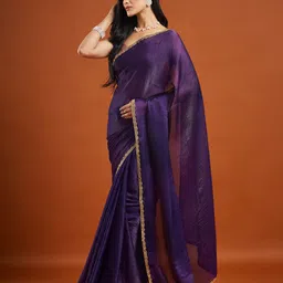 LOROFY Zimmy Choo Pure Chiffon Saree with Beads and Stones Border-image-16
