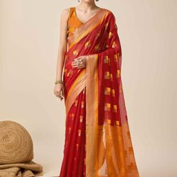 VARNI FABRICS Floral Woven Design Banarasi Saree-image-67