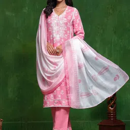 Sangria Embroidered Straight Kurta & Trouser With Dupatta-50