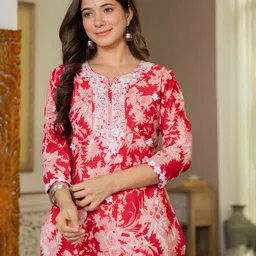 BKApparels Floral Embroidered Thread Work Pure Cotton Straight Kurta-picture-29