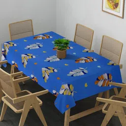 Arrabi Blue & White Floral Printed8-Seater Table Cover-36
