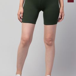 ULLAS Women Pack of 2 Solid Skinny Fit Low-Rise Above Knee Sports Shorts-picture-21