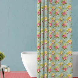 ArtzFolio Green & Pink Printed Water Proof Shower Curtain-image-86