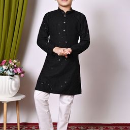 BAESD Boys Embroidered Regular Sequinned Kurta with Pyjamas-6