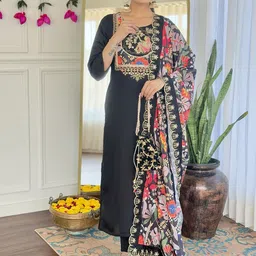 Siya Fashion Women Embroidered Regular Kurta with Trousers & With Dupatta-41