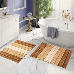 Kuber Industries Cream-Color & Brown Textured Anti-Skid Doormats-26