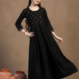 Sangria Girls Embroidered Anarkali Maxi Dress-picture-44