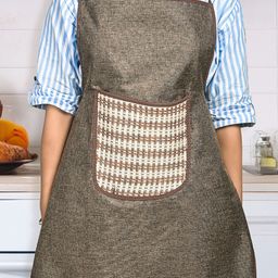 Kuber Industries Brown Waterproof Aprons With Big Front Pocket-10