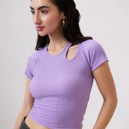 SZN Cut Out Detail Fitted Crop Top-image-37