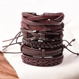 Roadster Set Of 6 Multi-Layer Braided Adjustable Bracelet-picture-2