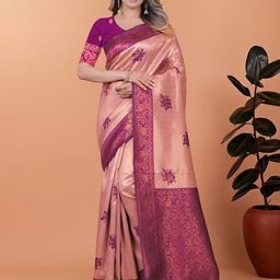 V3 FASHION STUDIO Ethnic Motifs Woven Design Zari Banarasi Saree-image-86