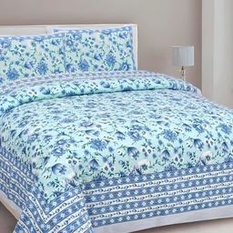 Myntra Elegant Homes Blue Printed Pure Cotton 240 TC King Bedsheet Set-2.74 m x 2.25 m-picture-44