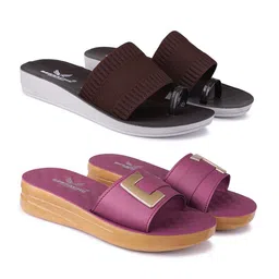 BERSACHE Women Set Of 2 One Toe Flats-picture-37