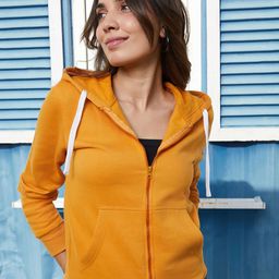 Campus Sutra Women Front-Open Long Sleeves Hooded Sweatshirt-15