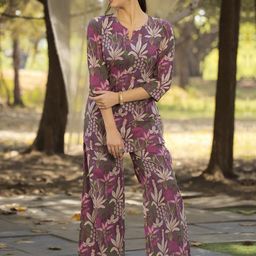 SZN Women Printed Pure Cotton Tunic And Trousers Co-Ord Set-picture-4