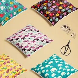 ArtzFolio Multicoloured Set of 5 Velvet Square Cushion Covers-18