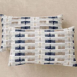 Home Centre Ebony Grace White & Blue 2 Pieces Abstract Printed Cotton Pre-Filled Cushions-picture-38