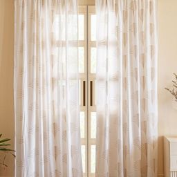 HOMEMONDE Gold-Toned & White Set of 2 Floral Sheer Long Door Curtain-28