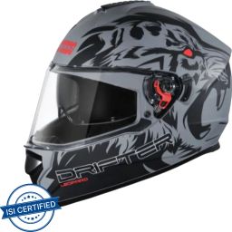 Drifter D2 Full Face Helmet with Clear Visor (Matt Grey N9, M) Motorbike Helmet-image-3
