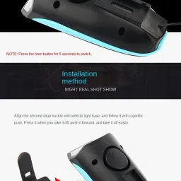 linist USB Rechargeable Bicycle Horn and Light 140 Db Horn with 300 Lumens Light LED Front Light image 3