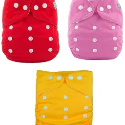 Pack of 3 Baby Pocket Diaper Adjustable or free size Cloth Pocket Diaper/Nappy for child with No insert pad of (0-24months) (Multicolor)-1