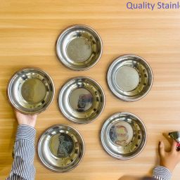 Stainless Steel Halwa Plate Set of 6 Plate Serving Set-28