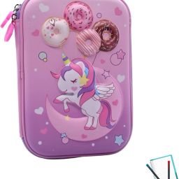 Donut unicorn stationery box Fun unicorn pencil box Donut, Unicorn, Moon Stars Art EVA Pencil Box-image-70