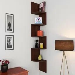 Zigzag Corner Wall Shelf Wall Mount Unit Racks and Wall Shelves Home Decor Wooden Wall Shelf-image-14