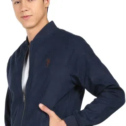 Men Solid Bomber Jacket-image-2