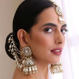 uwish UW Bahubali earring n maangtikka set Beads Glass Jhumki Earring-picture-30