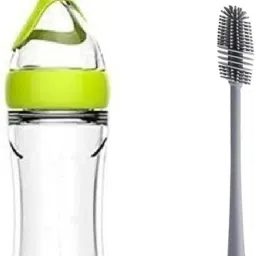 Silicone Baby Feeding Bottle Gentle on Gum with spoon 90 ml & Soft bottle brush-image-63