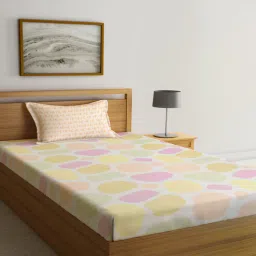 klotthe Multicolor Geometric 300 TC Cotton Single Bedsheet with 1 Pillow Cover-picture-24