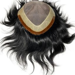 100% human hair Men Toupee D-Apolo-8x5 Huma n Premium Quality Patch Hair Extension-image-16