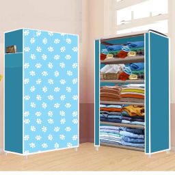 5 Shelf Foldable Collapsible Wardrobe Storage Organizer Almirah Cloth Rack PP Collapsible Wardrobe-image-31