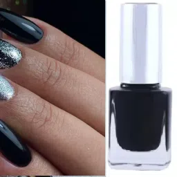 Liquid Nail paint Black shine sliver glitter-28