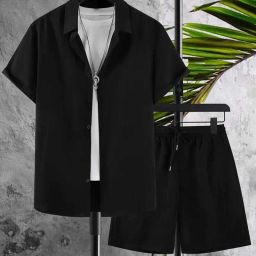 Men Night Suit Set Black Striped-image-28