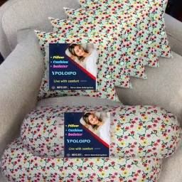 5 Cushion And 2 Microfibre Solid Bolster Pack of 7-image-106