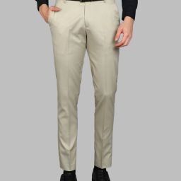 Men Slim Fit Light Green Lycra Blend Trousers-image-71
