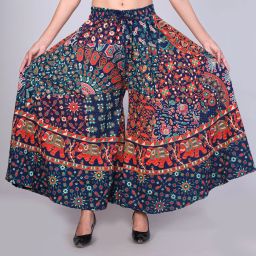 Women Relaxed Dark Blue Pure Cotton Trousers-image-30