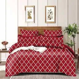 240 TC Microfiber King Self Design Fitted (Elastic) Bedsheet-image-75