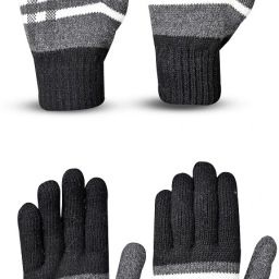 Striped, Self Design, Printed Winter Men Gloves-image-51