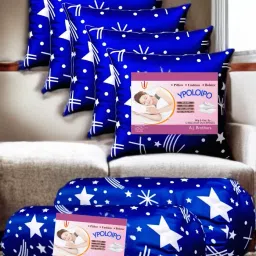 5 Cushion And 2 Polyester Fibre Abstract Bolster Pack of 7-image-117