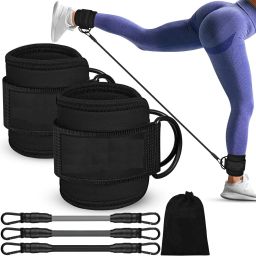 Ankle Straps with Resistance Bands, 2 Cuffs, 3 Tubes| Leg Butt Training Workout Resistance Tube-image-117