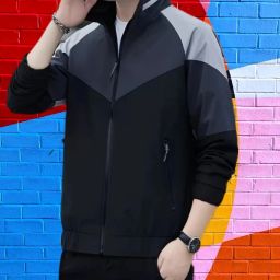 Men Colorblock Biker/Riding Jacket-image-61