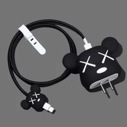 VAPRIF iPhone Charger Cover For 18W/20W | Cute 3D Cartoon Character Black Bear Cable Protector-image-97