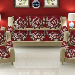 Cotton Floral 3+2 Seater Sofa Cover-picture-21