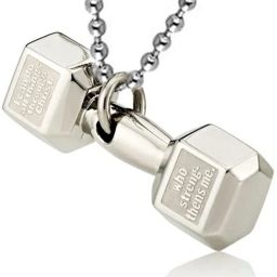 Fitness Weightlifting Gym Dumbbell Barbell Locket Pendant Chain Sterling Silver Stainless Steel Locket Set-image-55