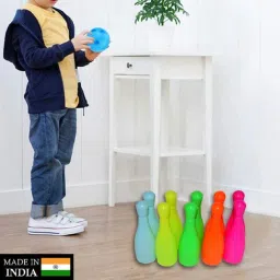 tirth Bowling Toy Plastic Set with 6 Bottles and 2 Balls Game image 4