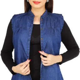 Women Solid Denim Jacket-image-1